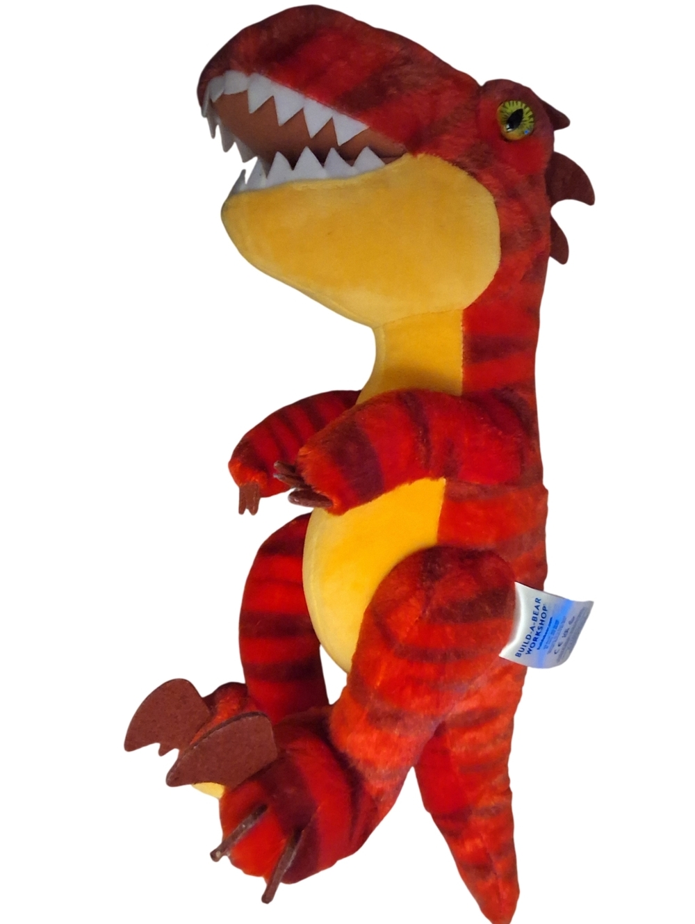 Build-A-Bear Red Raptor Dinosaur Plush 16” Striped T-Rex Style Retired 2021